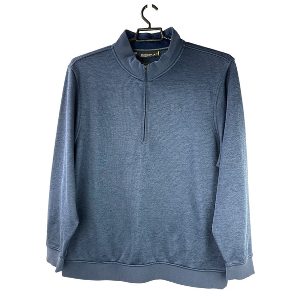 Under Armour 1/4 Zip Fleece Pullover Gray Navy Mens 3XL Loose SweaterFleece Golf - Picture 2 of 10